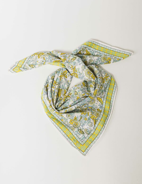 foulard c'est beau la vie jaune vert fleur